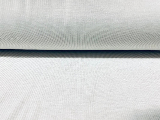 Soft touch rib jersey knit fabric, per metre - White