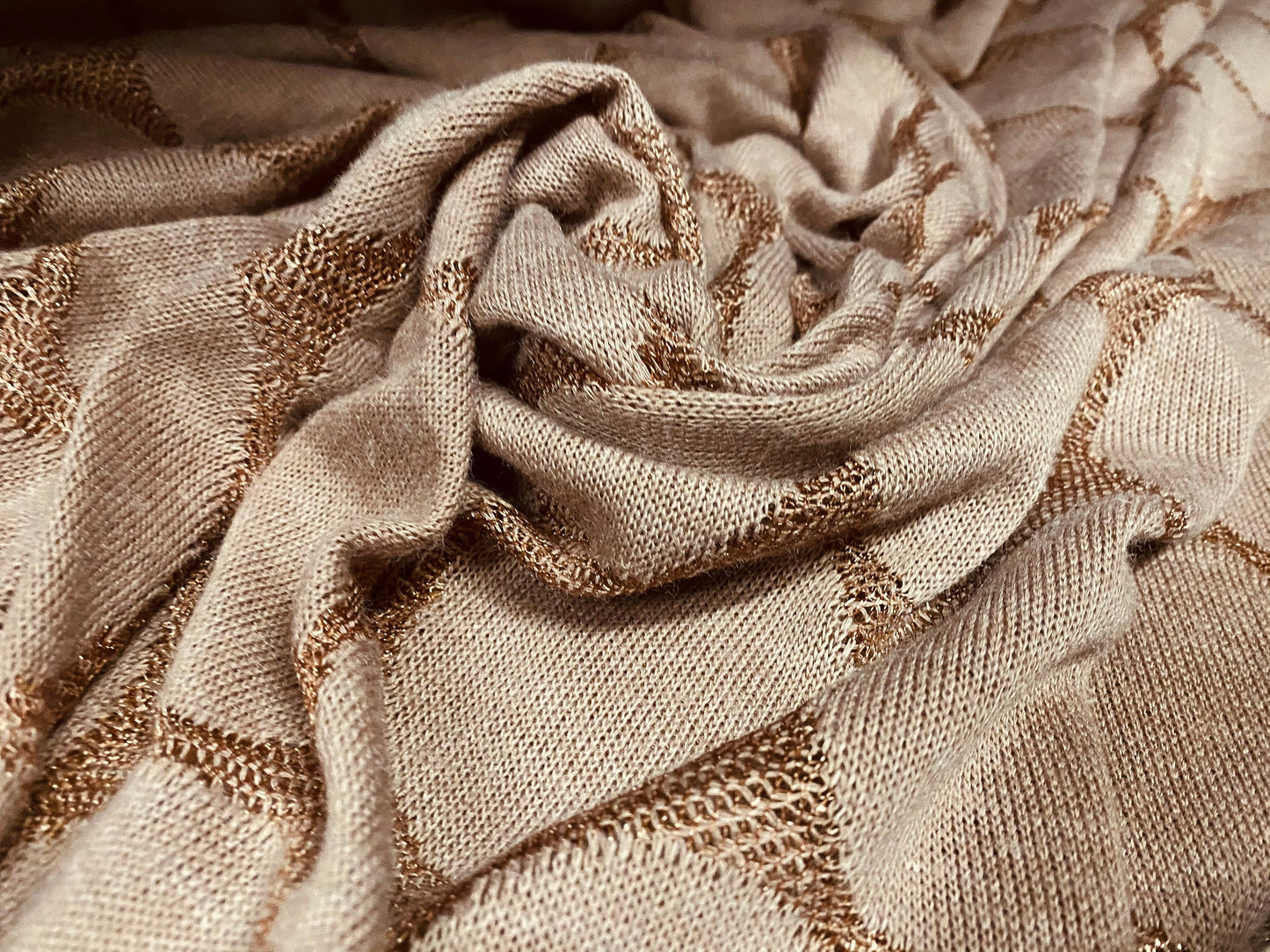 Jacquard circles knitwear jersey fabric, per metre - nude