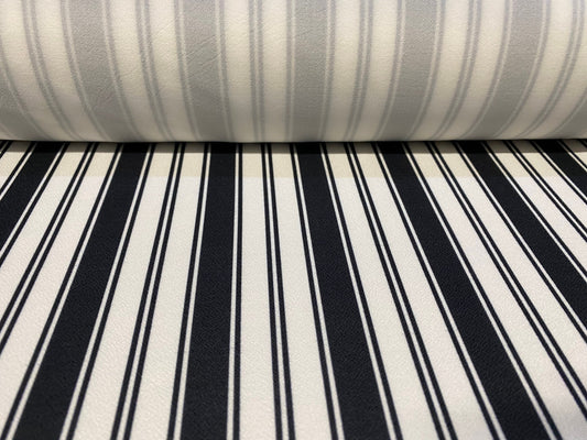 Valentino crepe spandex jersey fabric - similar to scuba - per metre, black & white stripe  print