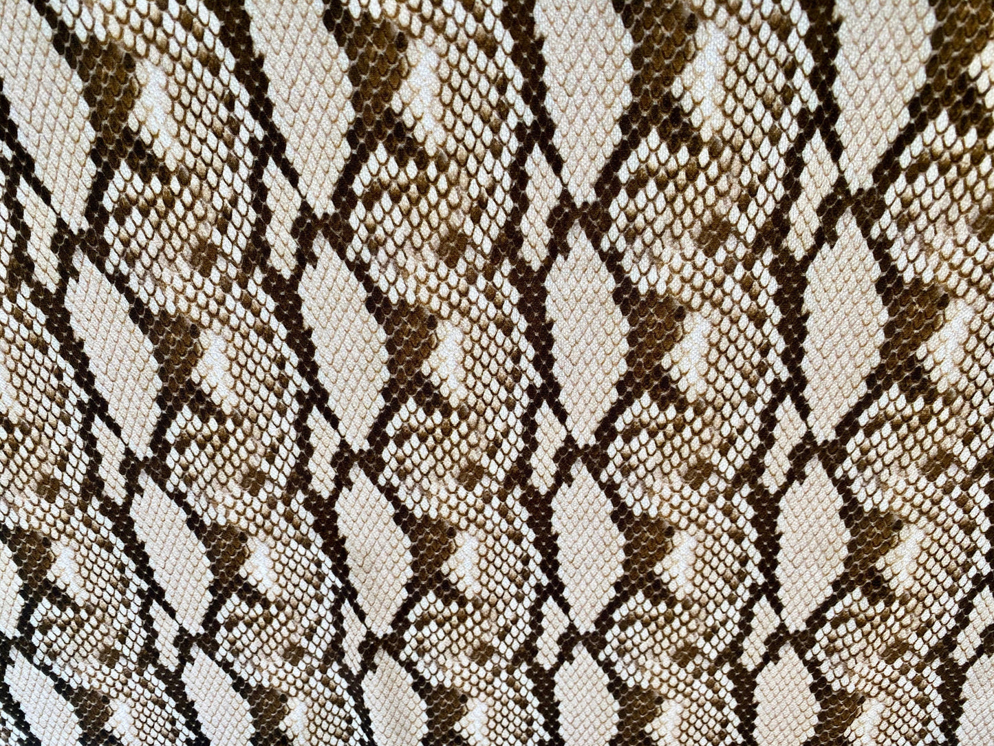 printed pebble crepe dress fabric, per metre - khaki & olive snakeskin