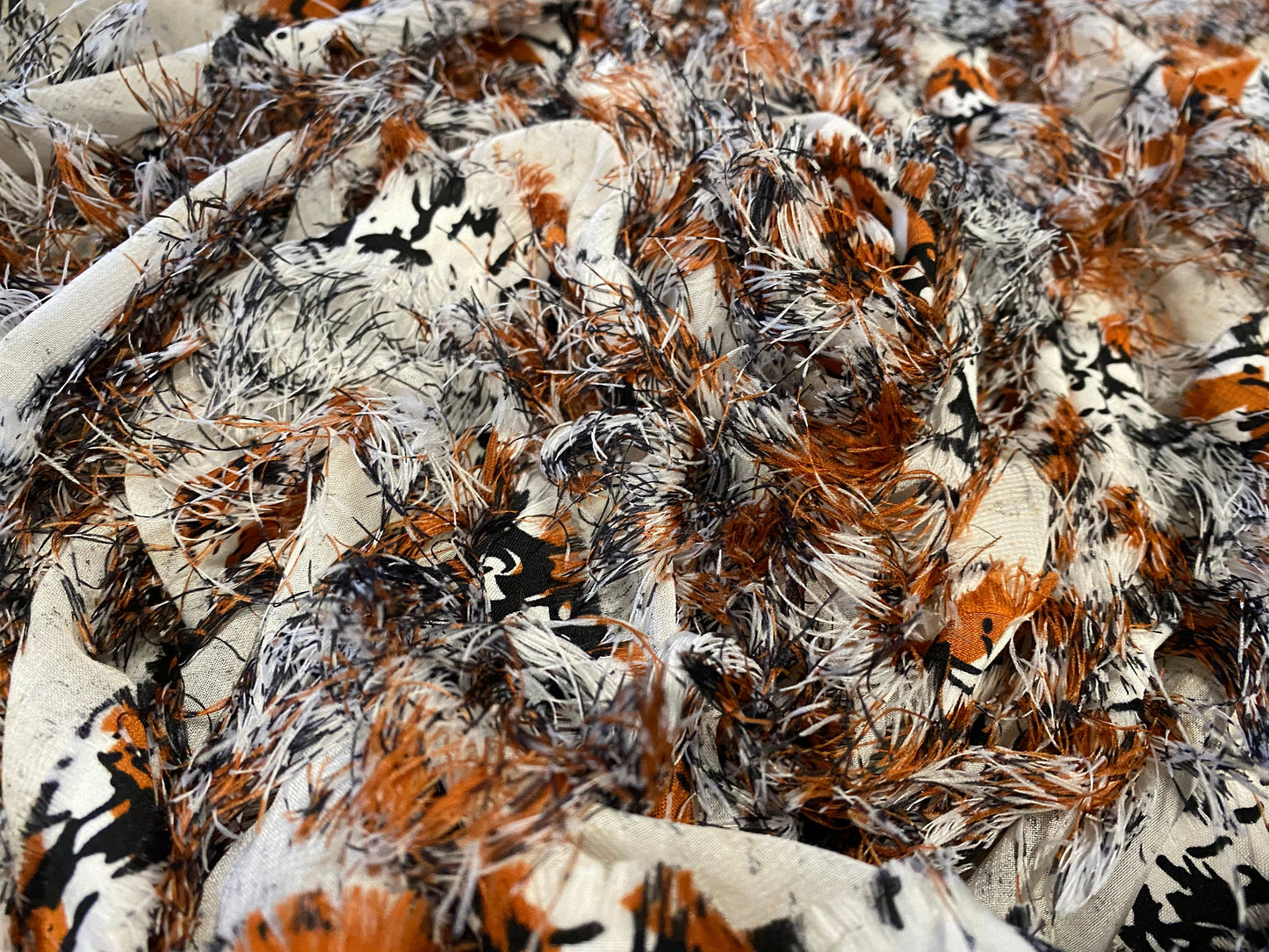 Printed gypsy frill georgette dress fabric, per metre - frayed tiger print