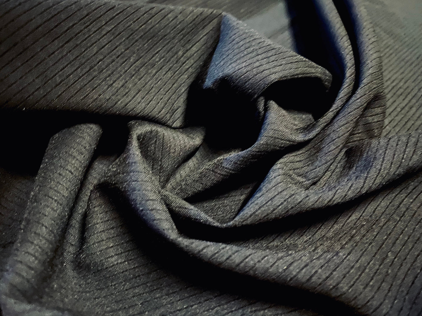 Woven stretch rib cord fabric, per metre - black