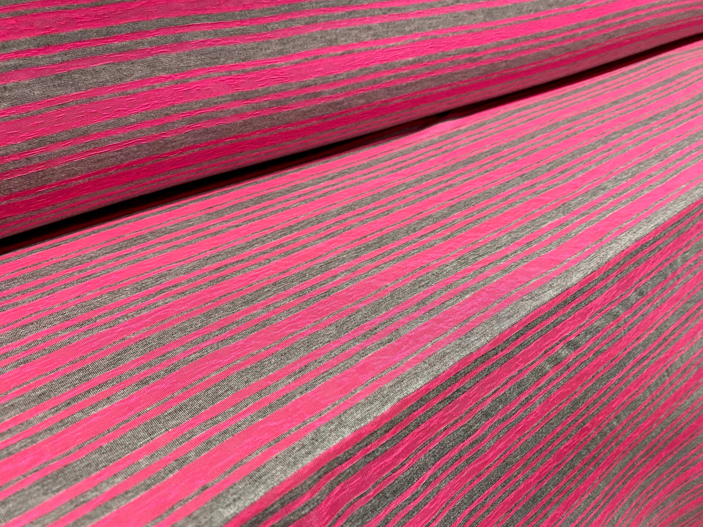 Viscose Blend jersey fabric, per metre - pink & grey marl stripe