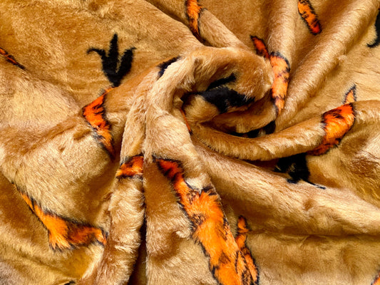 Faux fur fabric, per metre - carrot novelty print