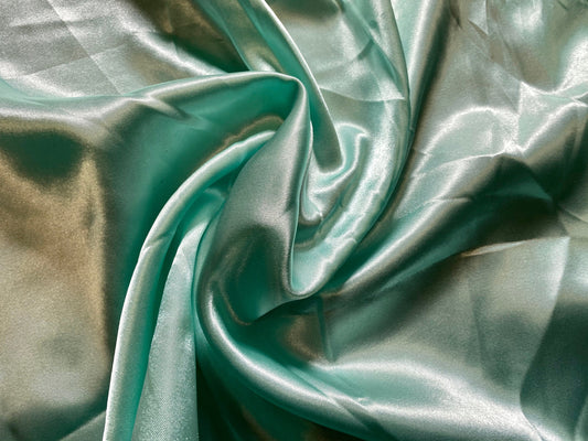 Plain silky satin fabric, per metre - aqua