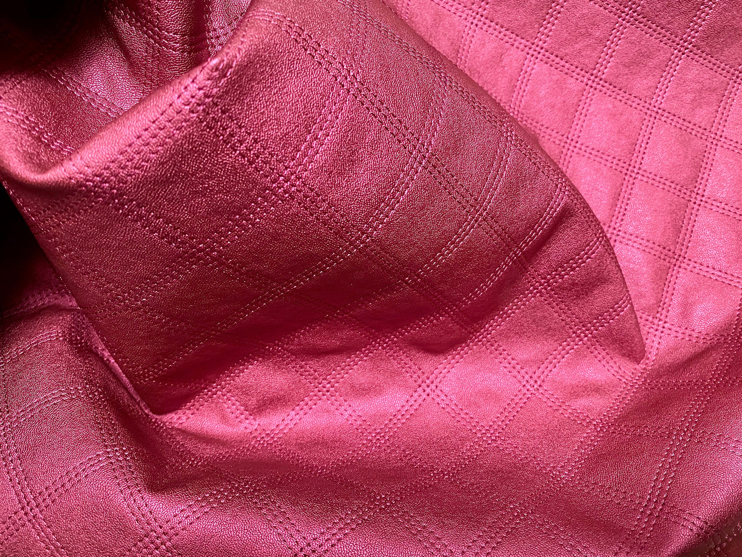 Mock quilted shimmer scuba fabric, per metre - magenta