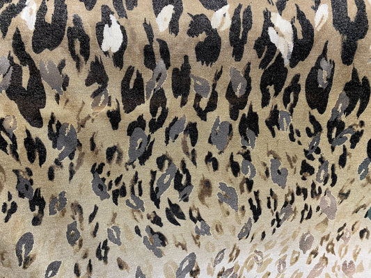 Leopardskin panel print burnout crepe jersey fabric, per metre