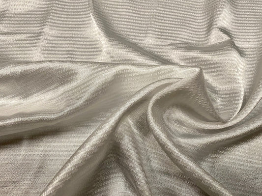 Ivory silky satin fabric, per metre - self-stripe