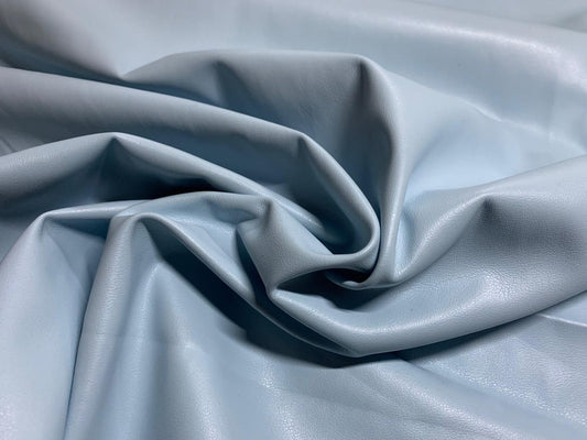 Stretch pvc spandex jersey leather look fabric, per metre - baby blue