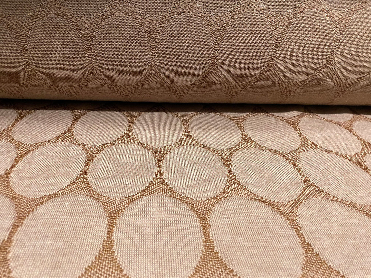 Jacquard circles knitwear jersey fabric, per metre - nude
