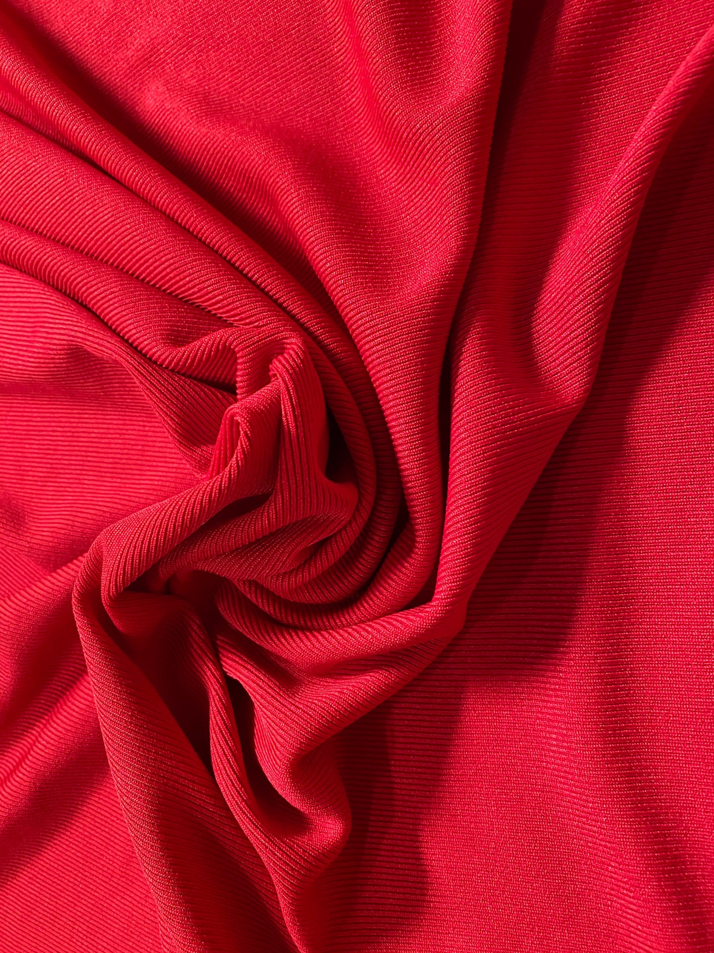 Ribbed jersey fabric, comfort stretch - bright red