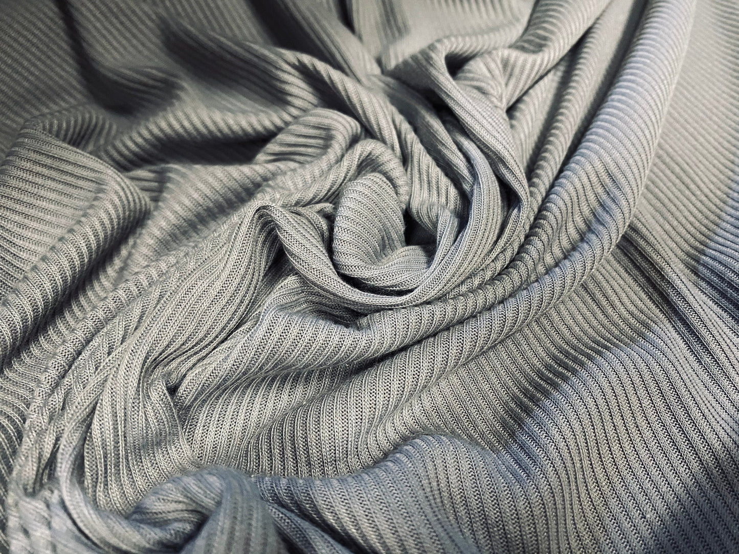 Soft touch rib jersey knit fabric, per metre - plain Grey