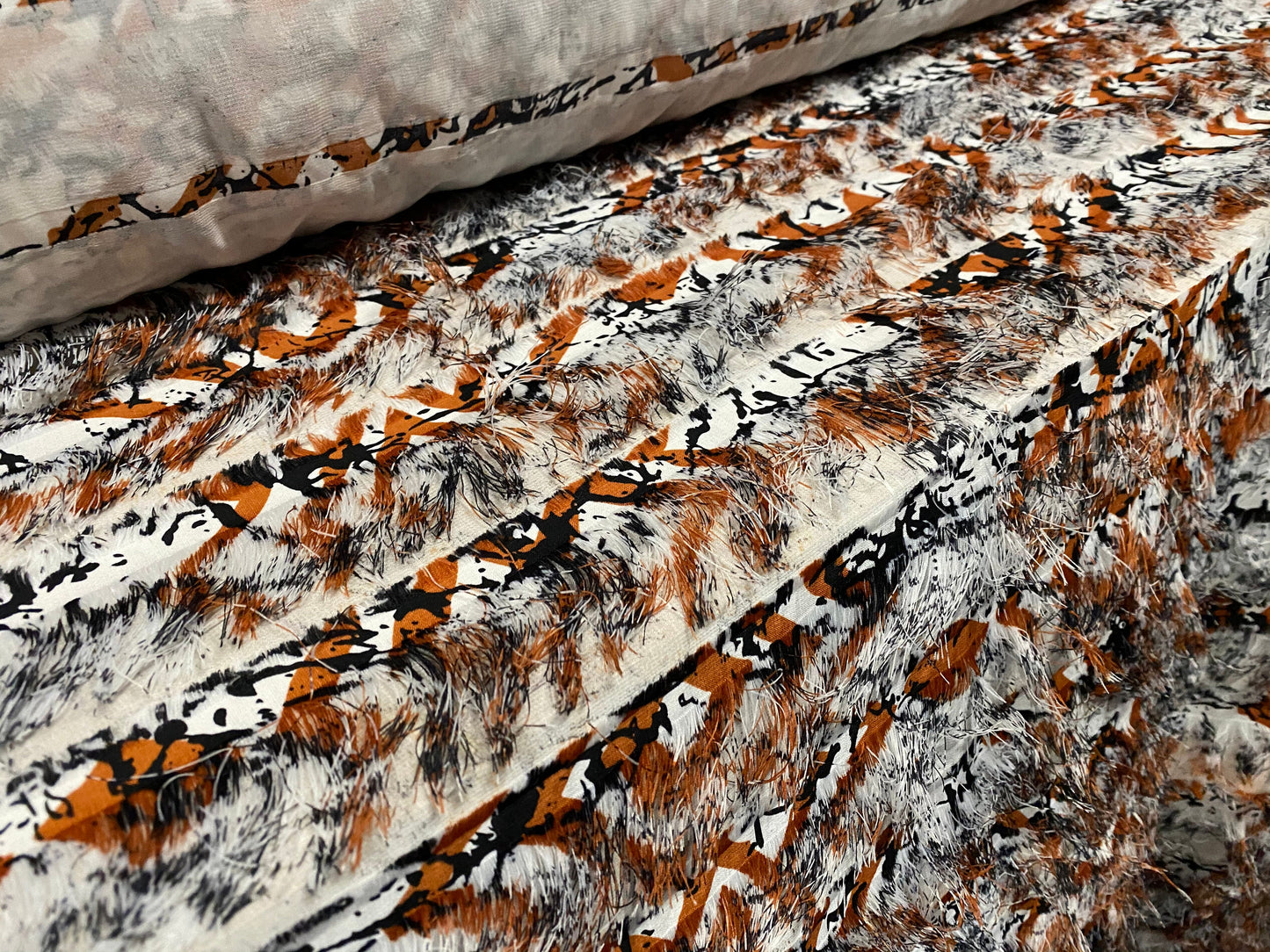 Printed gypsy frill georgette dress fabric, per metre - frayed tiger print