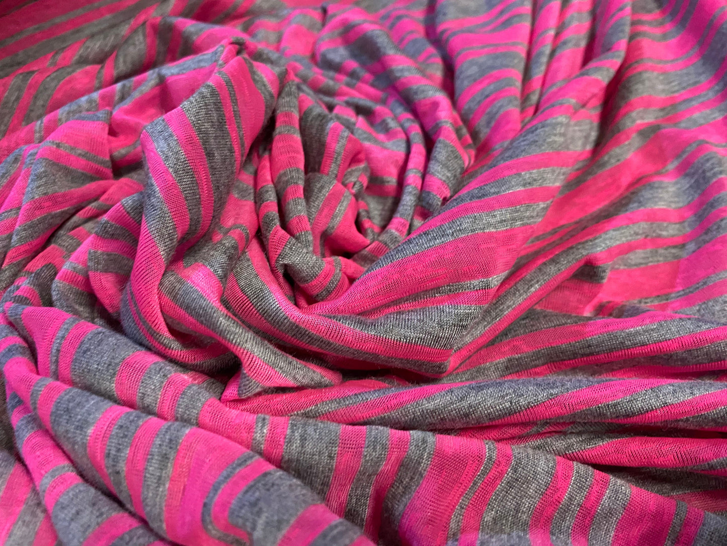 Viscose Blend jersey fabric, per metre - pink & grey marl stripe