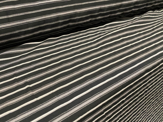 Woven striped dress fabric, per metre - black & white