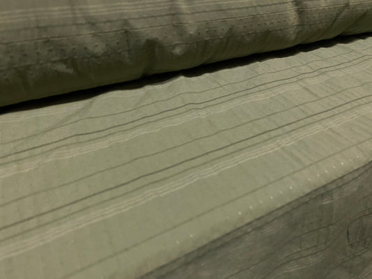 Dobby stripe woven dress fabric, per metre - khaki