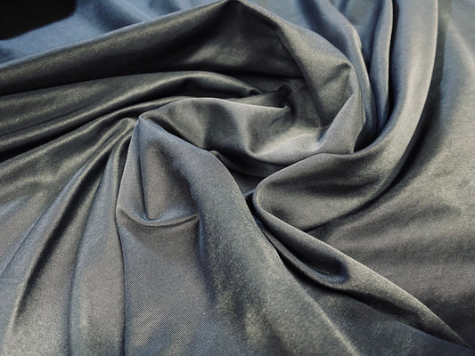 Soft touch woven dress fabric with sateen finish, per metre - steel grey