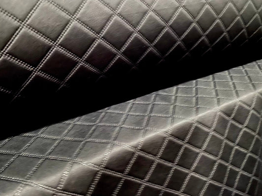 Mock quilted heavyweight scuba jersey fabric, per metre - black