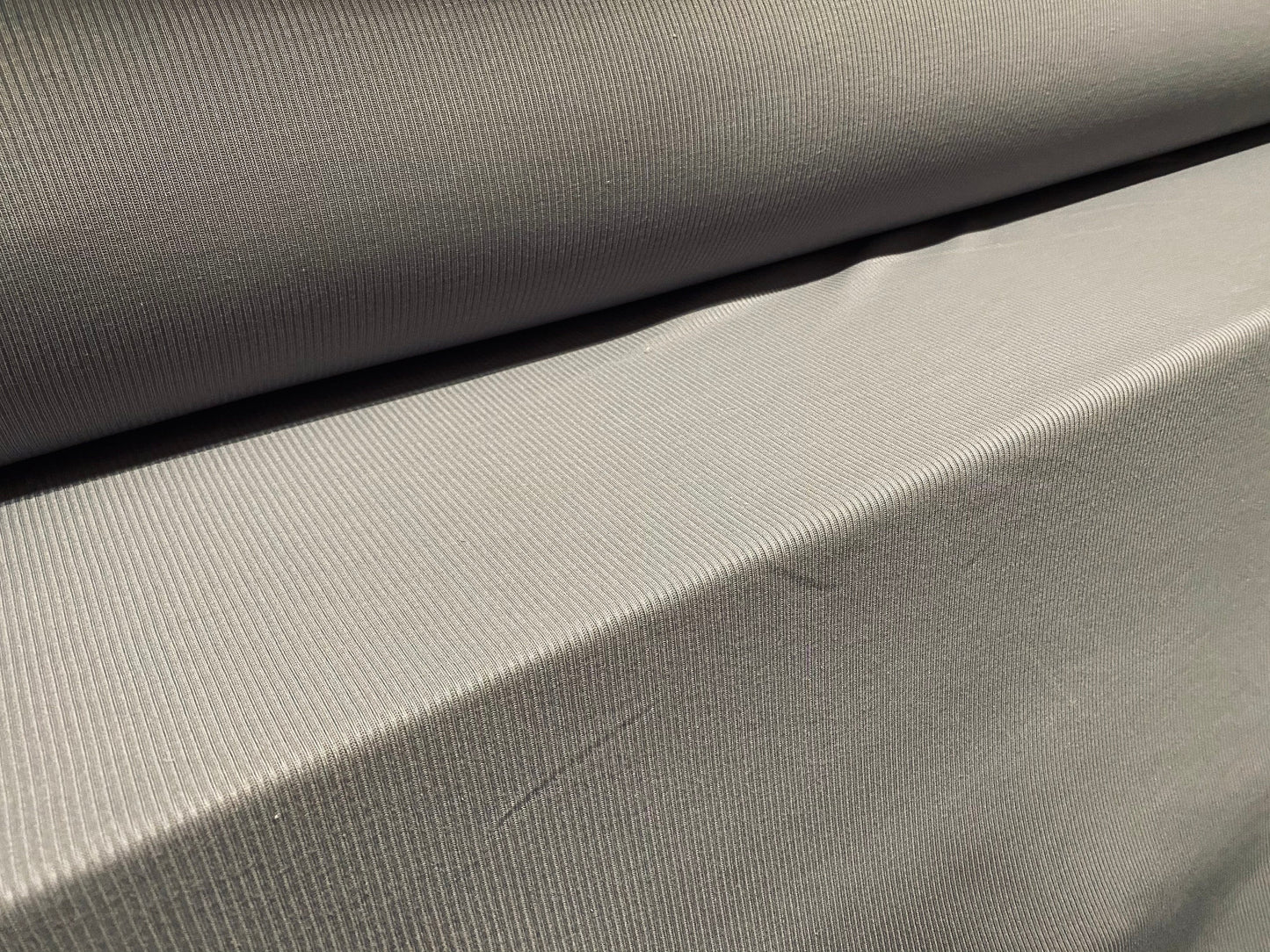 Soft touch rib jersey knit fabric, per metre - plain Grey