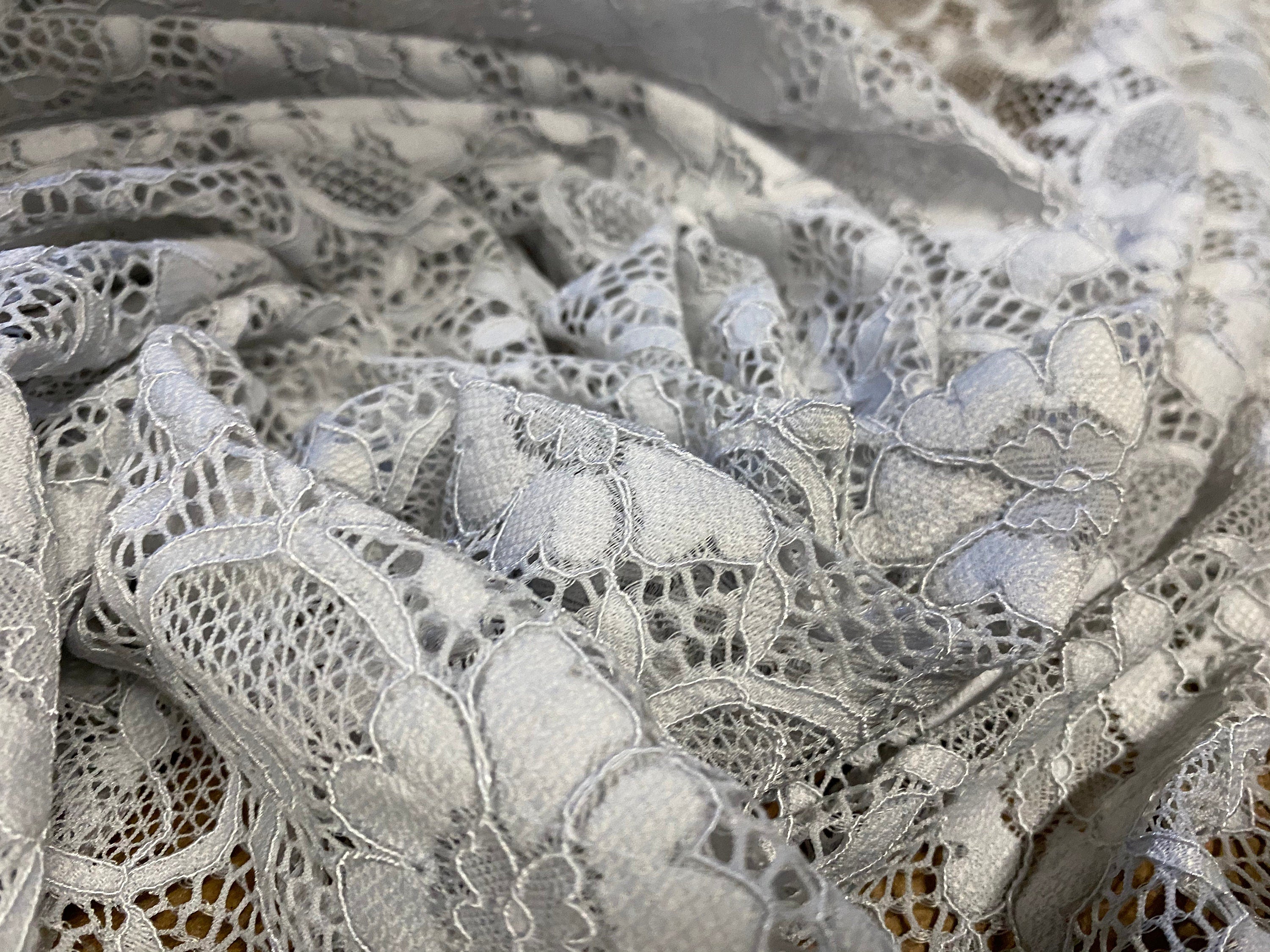 Silver stretch deals lace fabric