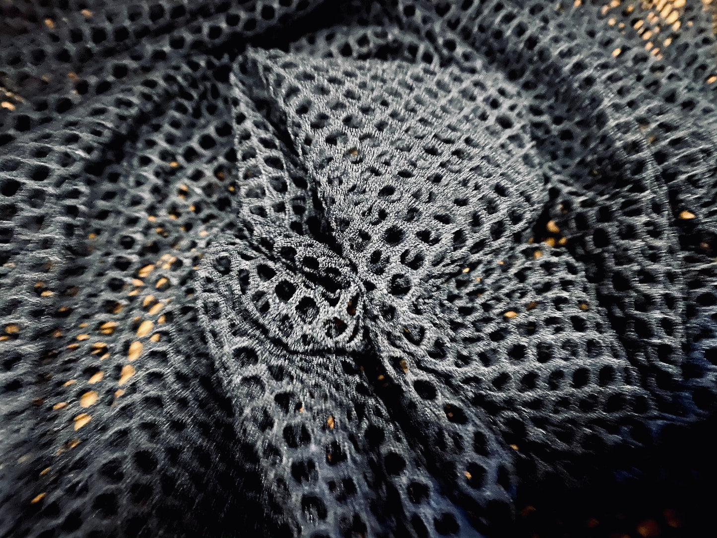 Fishnet stretch mesh jersey fabric, per metre - black