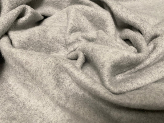 Sweatshirt fleece soft jersey fabric, per metre - Grey marl