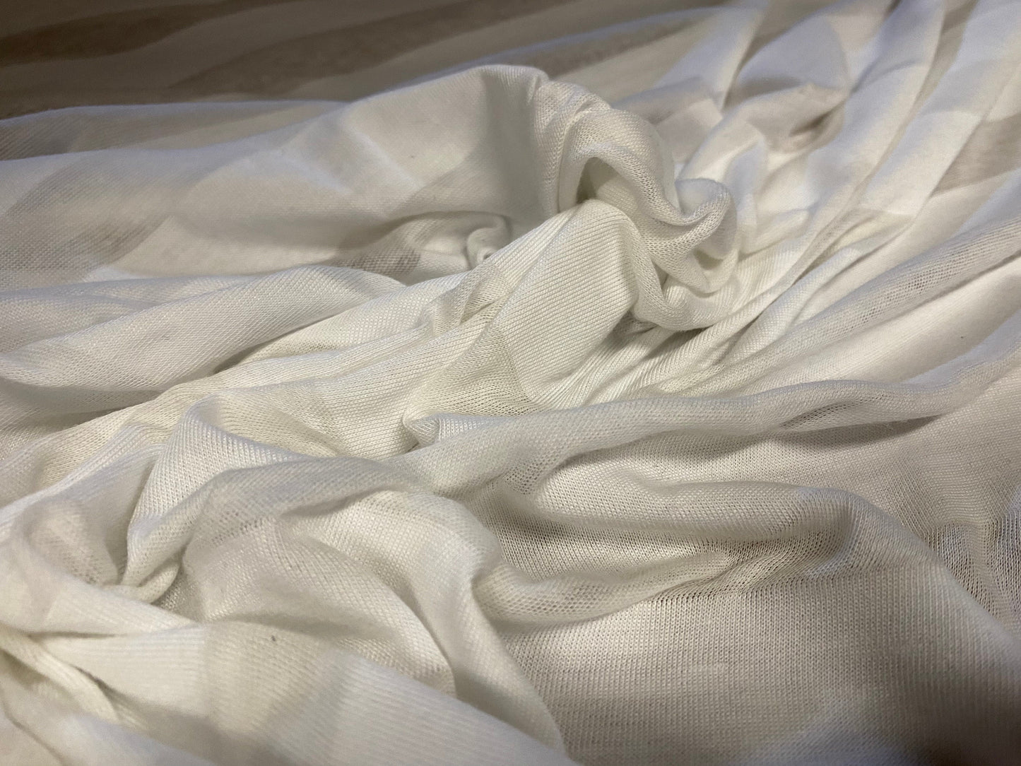 Viscose single jersey fabric, per metre - ivory burnout stripe