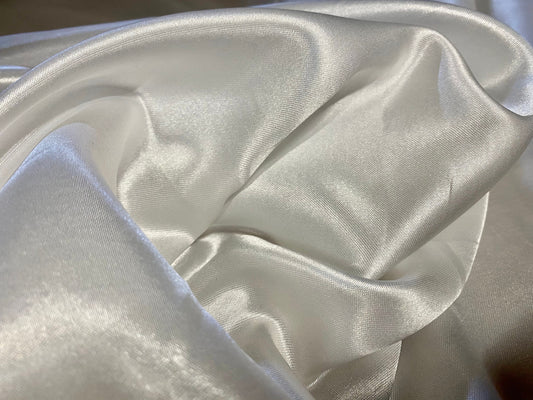 Silky satin woven dress blouse bridal fabric, per metre - white