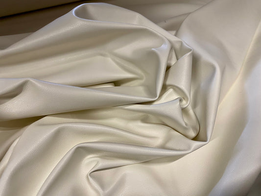 Stretch pvc spandex jersey leather look fabric, per metre - cream