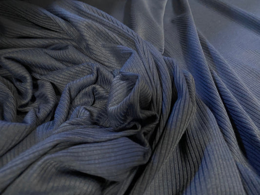 Soft touch rib jersey knit fabric, per metre - blue-grey