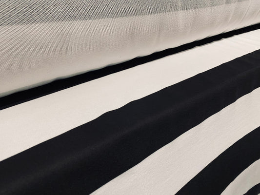 Loopback sweatshirt jersey  fabric, per metre - Black & white stripe