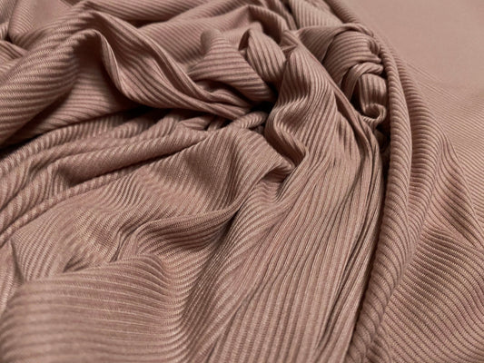 Soft touch rib jersey knit fabric, per metre - old rose