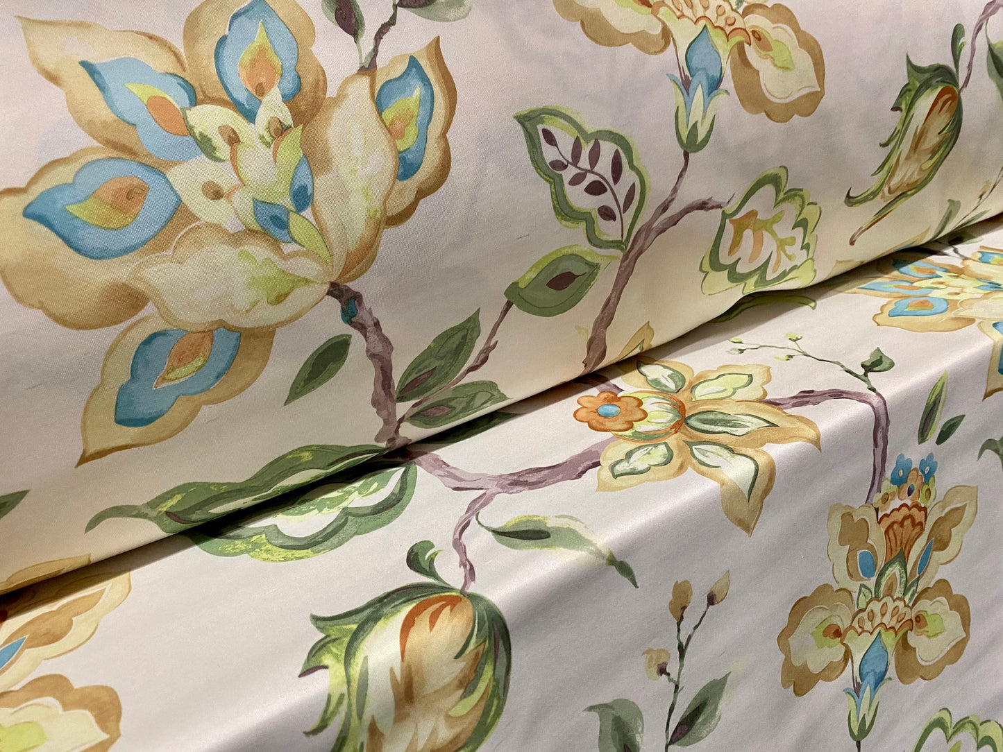 Scuba spandex jersey fabric, per metre - cream climbing rose print