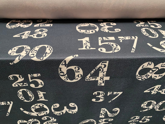 Waterfall textured scuba stretch spandex jersey fabric, per metre - Numbers print