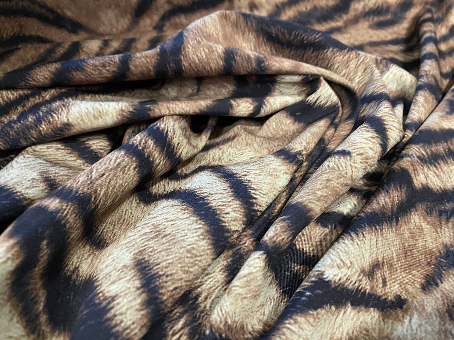 Woven stretch dress fabric, per metre - tiger print