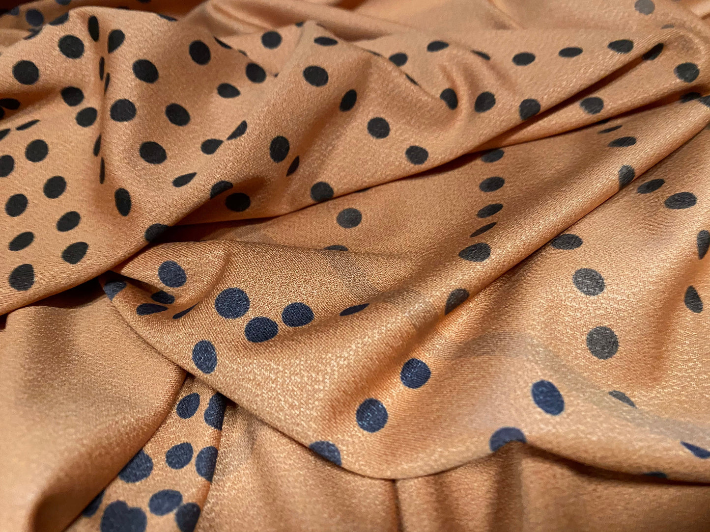 Stretch spandex crepe jersey fabric - terracotta geometric spot print