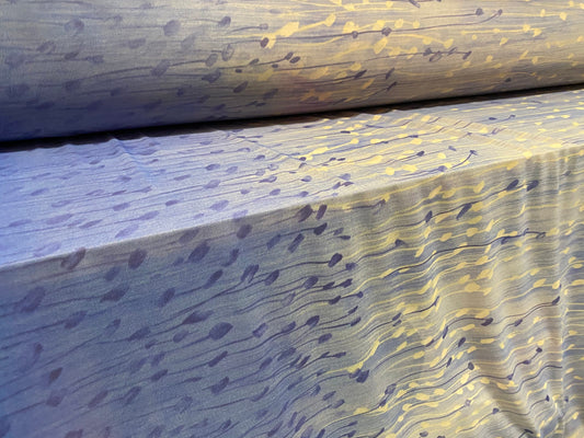 Power mesh net stretch fabric, per metre - graduated border floral print