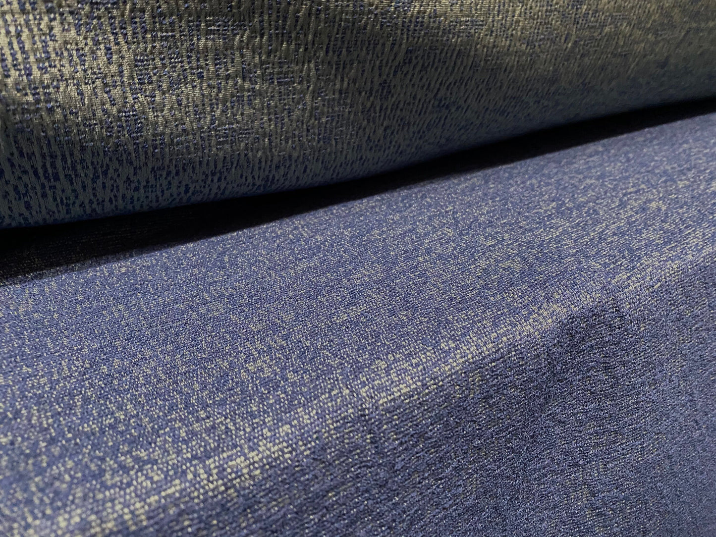 Heavyweight woven textured fabric, per metre - two tone blue