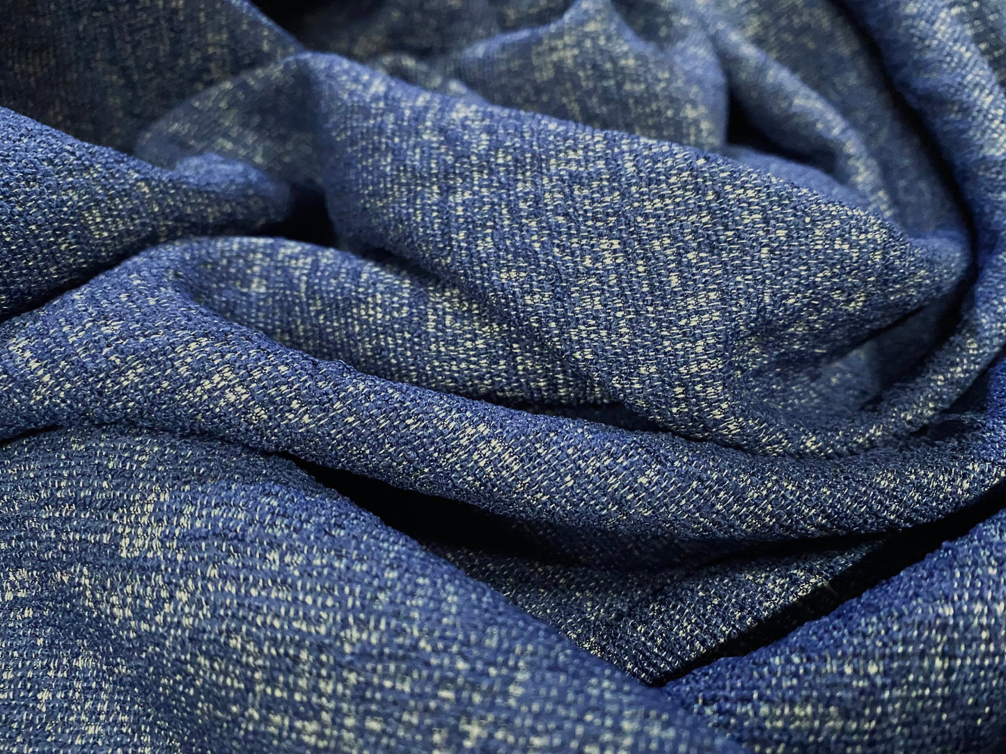 Heavyweight woven textured fabric, per metre - two tone blue