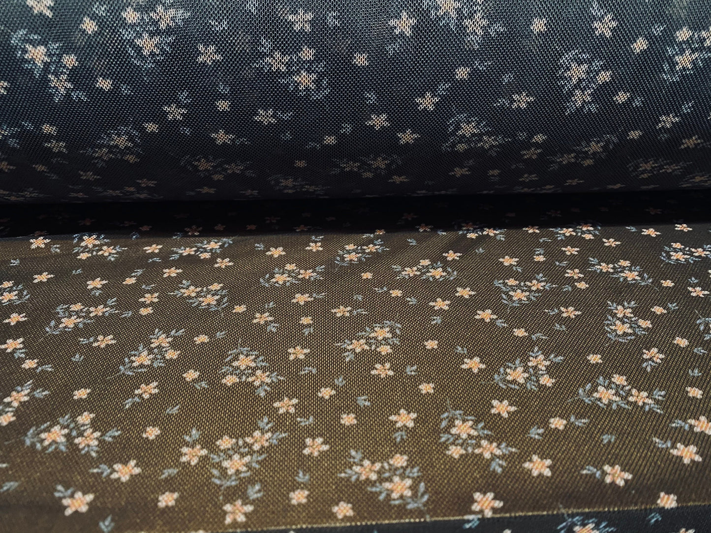 Power mesh net stretch fabric, per metre - ditsy floral print