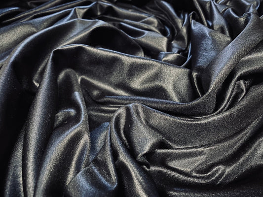 P.U. Coated wet look spandex jersey fabric, per metre - black