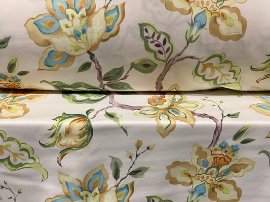 Scuba spandex jersey fabric, per metre - cream climbing rose print