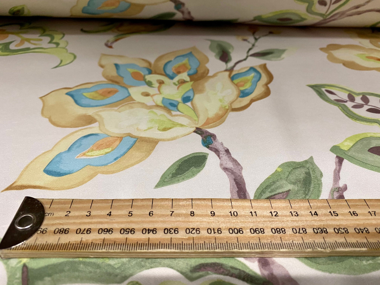 Scuba spandex jersey fabric, per metre - cream climbing rose print