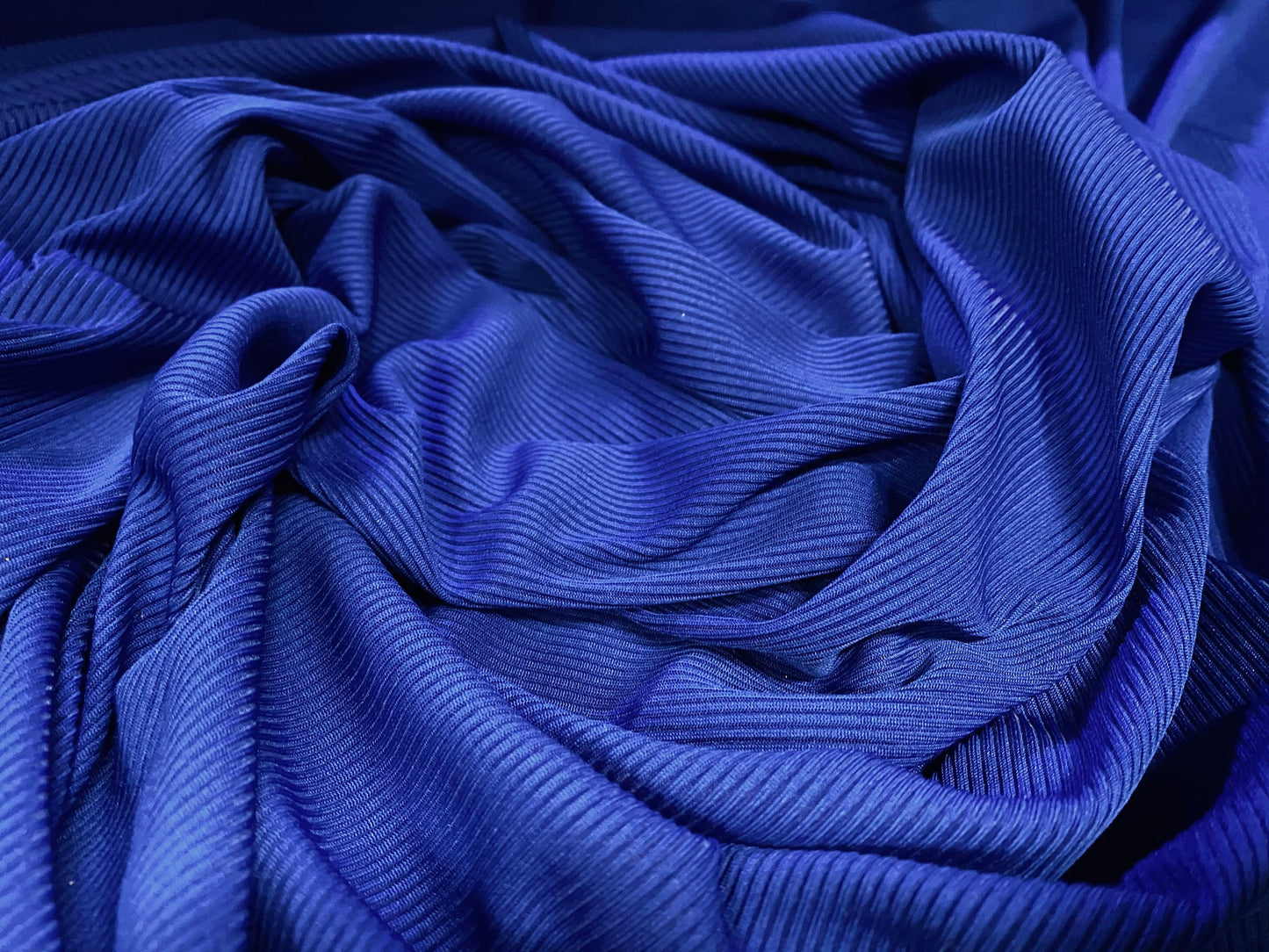 Stretch spandex rib jersey knit dress fabric, per metre - royal blue