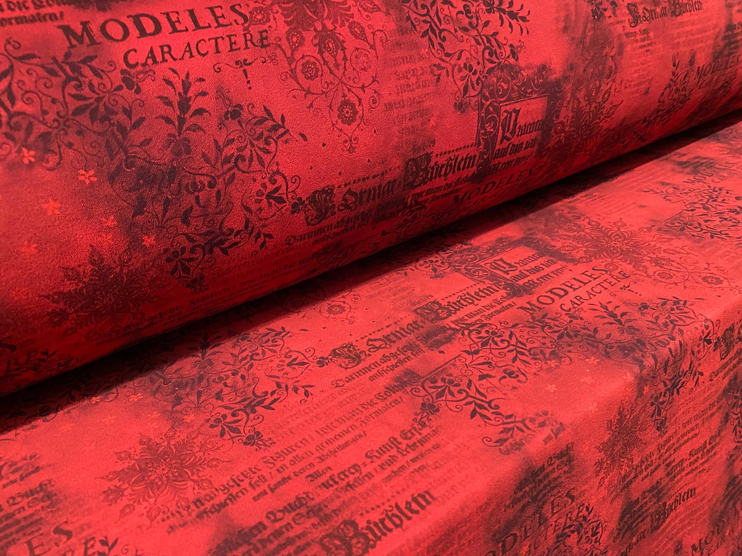 Scuba crepe fabric stretch spandex jersey, per metre - words & flowers print