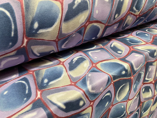 Sweatshirt fleece soft jersey fabric, per metre - Retro geometric print