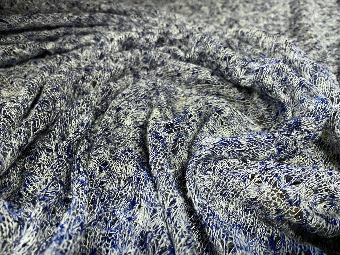 Jacquard knitwear jersey fabric, per metre - denim blue melange