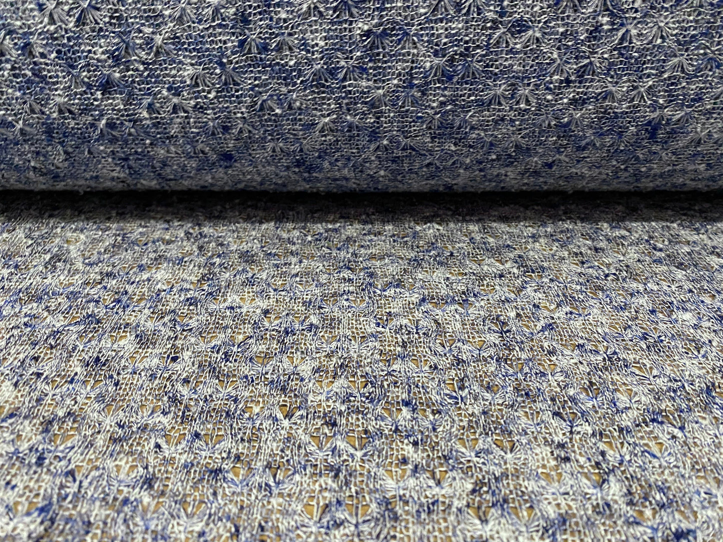 Jacquard knitwear jersey fabric, per metre - denim blue melange