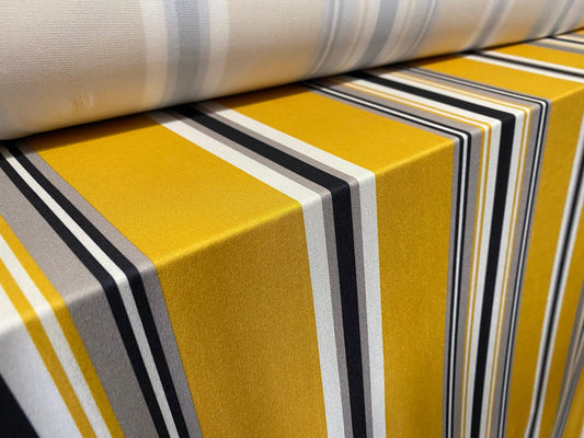 Printed ITY stretch spandex Jersey fabric, per metre - Mustard & black stripe