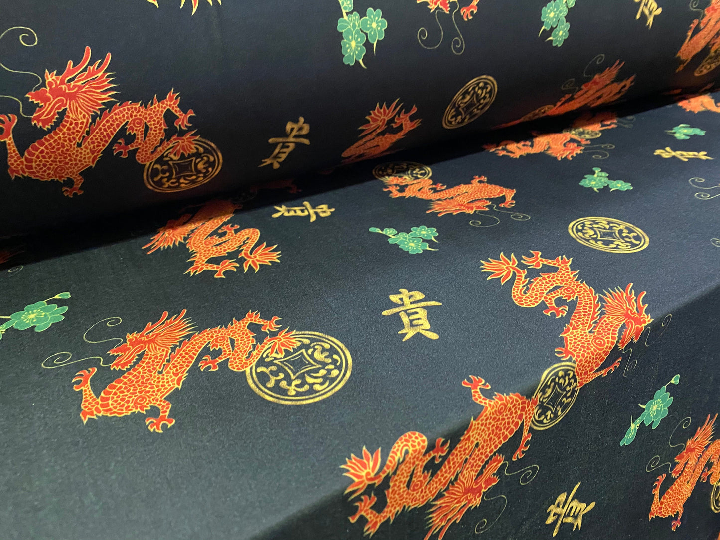 Swimwear stretch spandex jersey fabric, per metre - dragons print